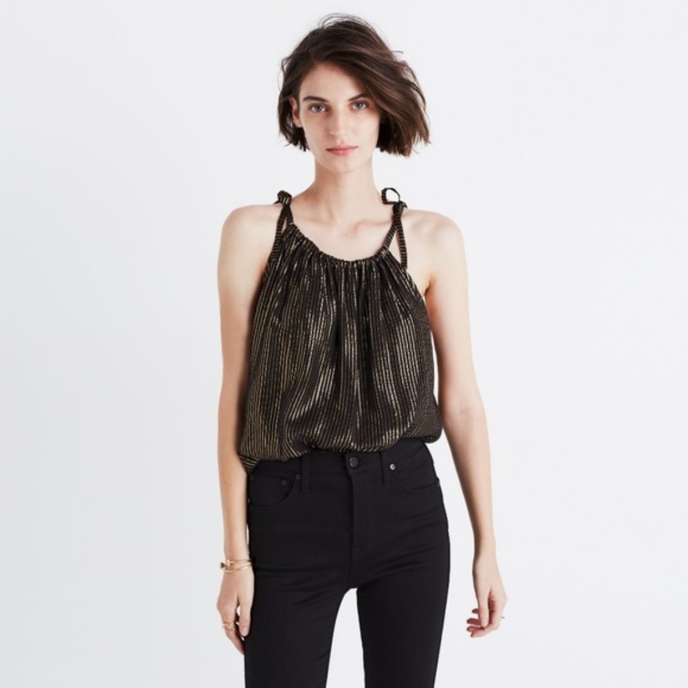 Madwell I Gold Stripe Tank Top I Tie Straps